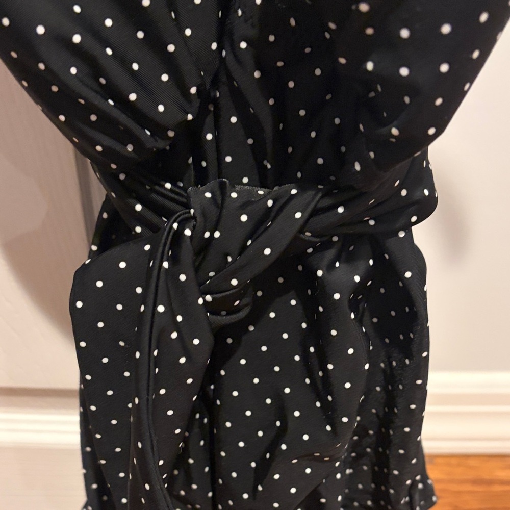 Black Polka Dot Maternity Halter One Piece Bathing Suit - Picture 3 of 7